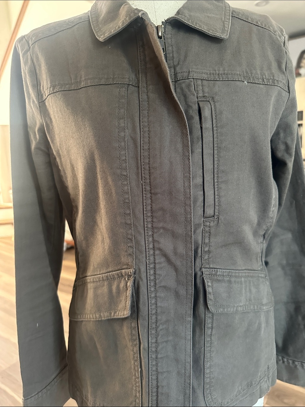LOFT Gray Utility Jacket with Flap Pockets